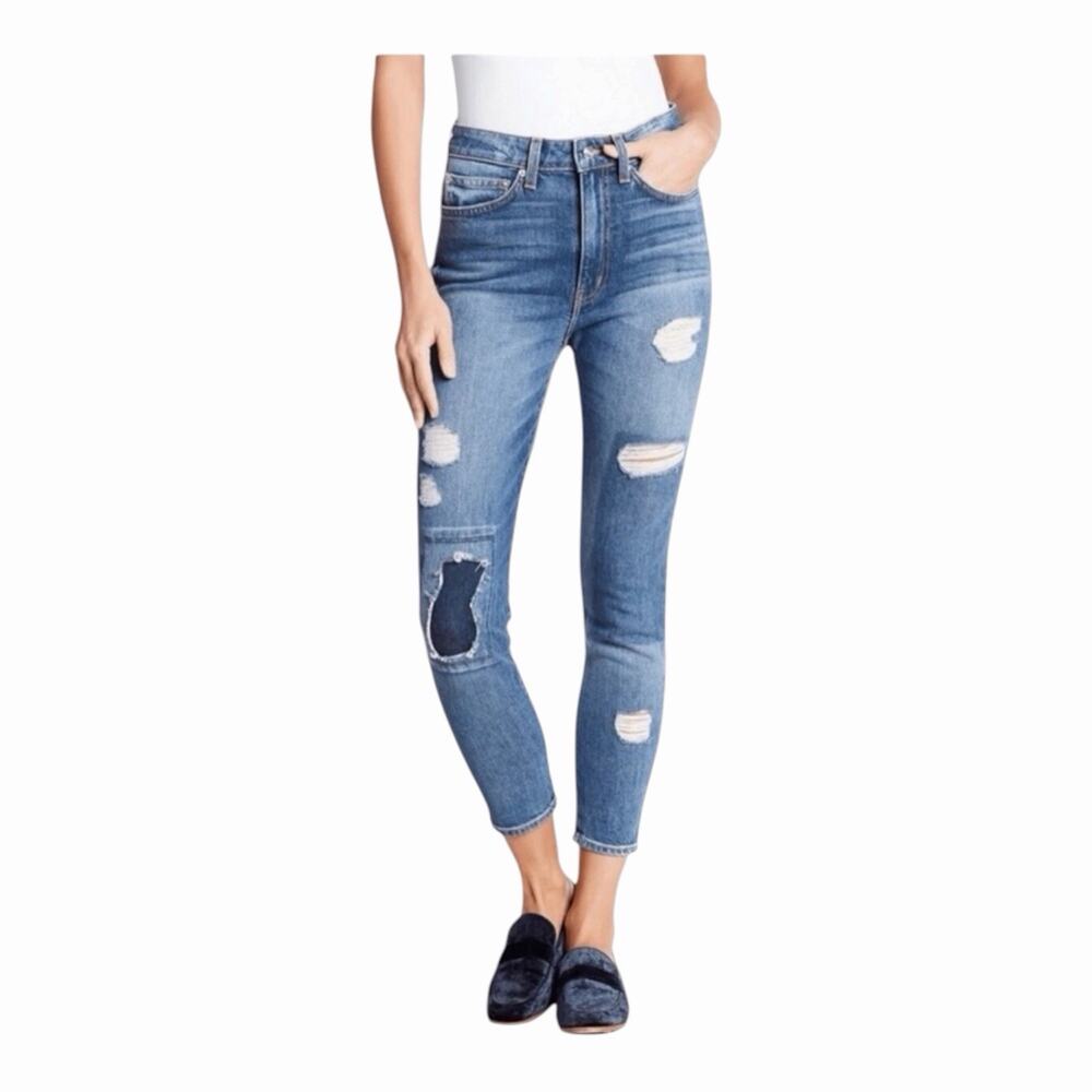 Derek Lam 10 Crosby Tali High Rise Skinny Distressed Jeans Size 25 Medium Wash